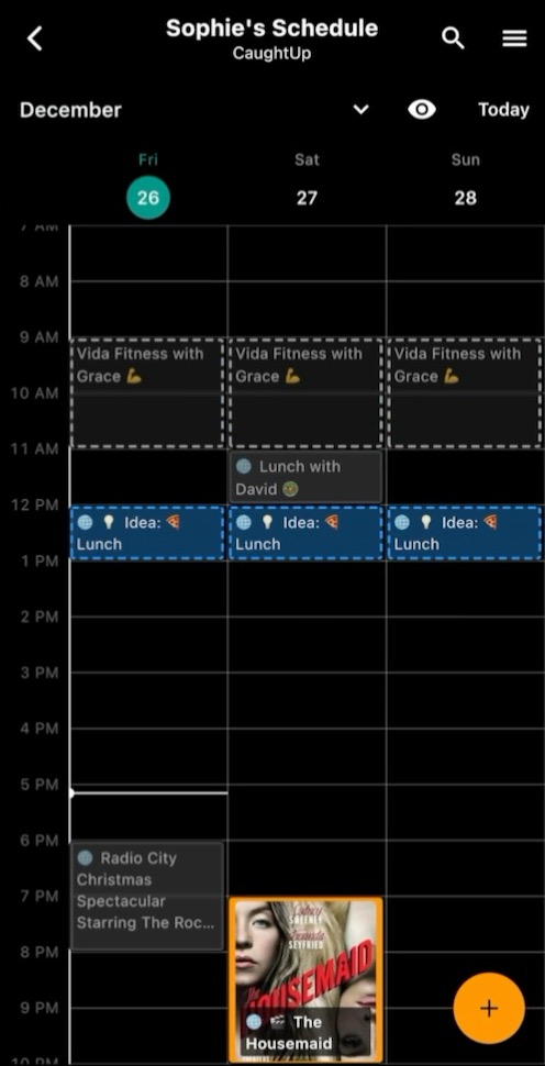 CaughtUp app main timetable screenshot