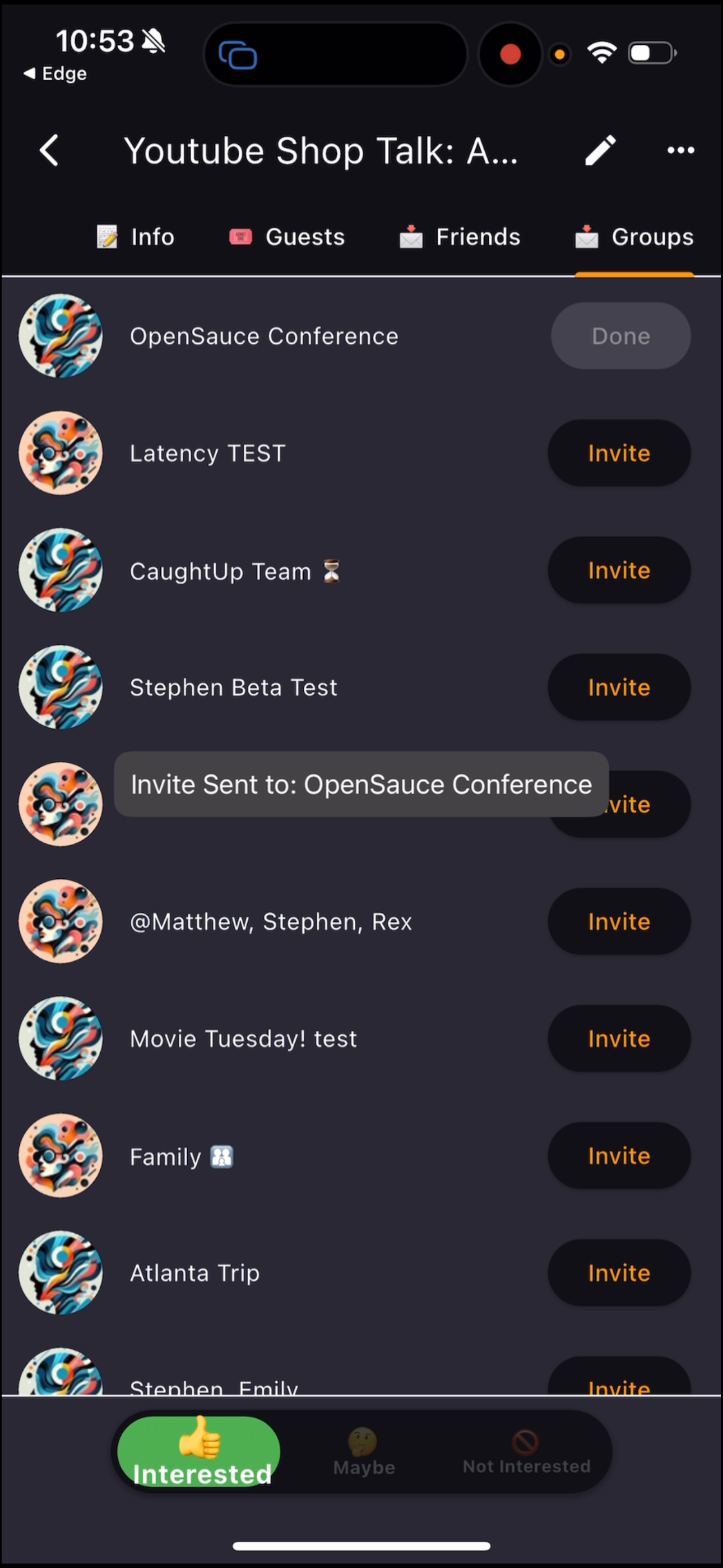 Share event with friends